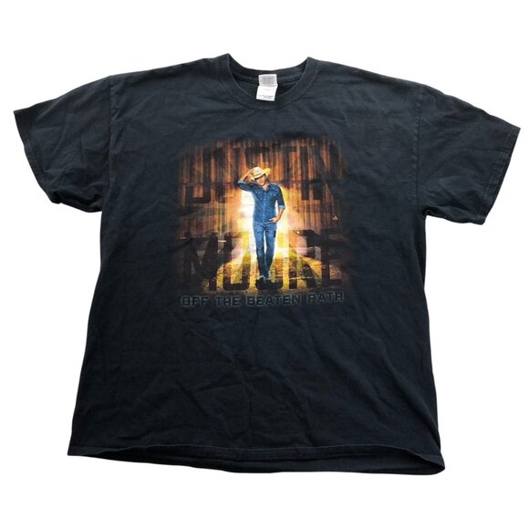 Gildan Mens T-Shirt Size XL Justin Moore Off The Beaten Path Graphic Tee Black - Picture 1 of 10